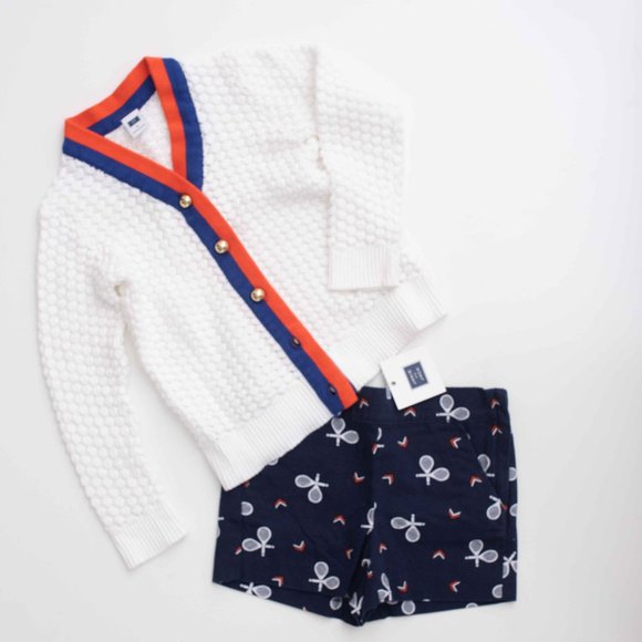 Janie and Jack White and Navy Kids Matching Set - Picture 1 of 2